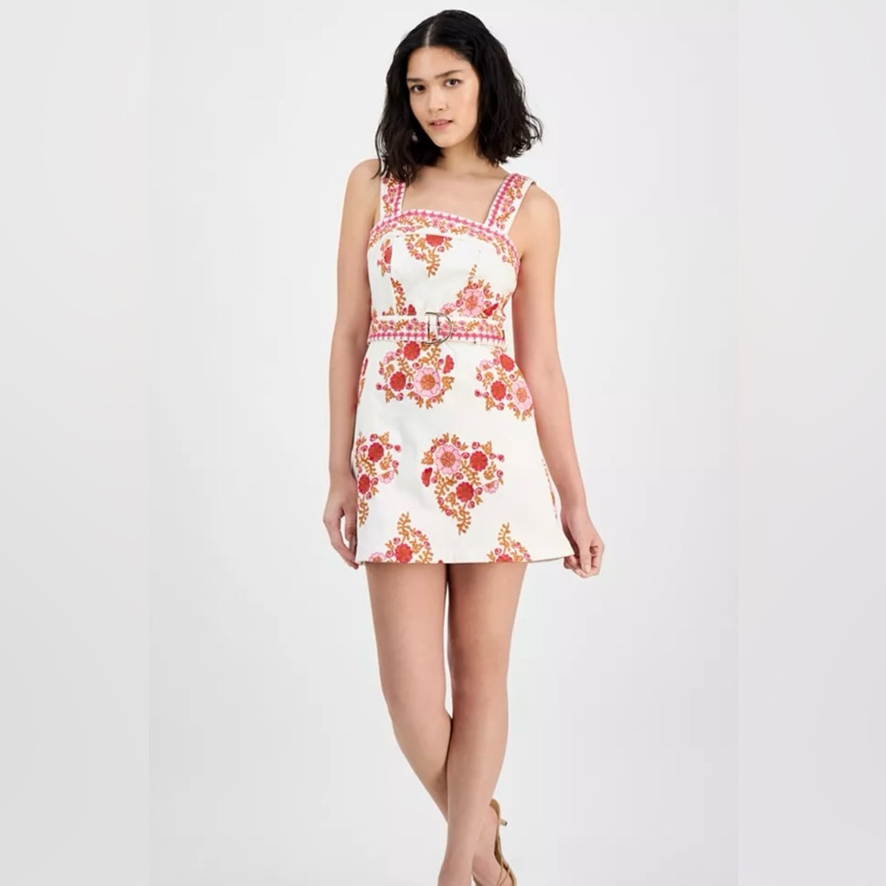 Floral Print White and Pink Dress